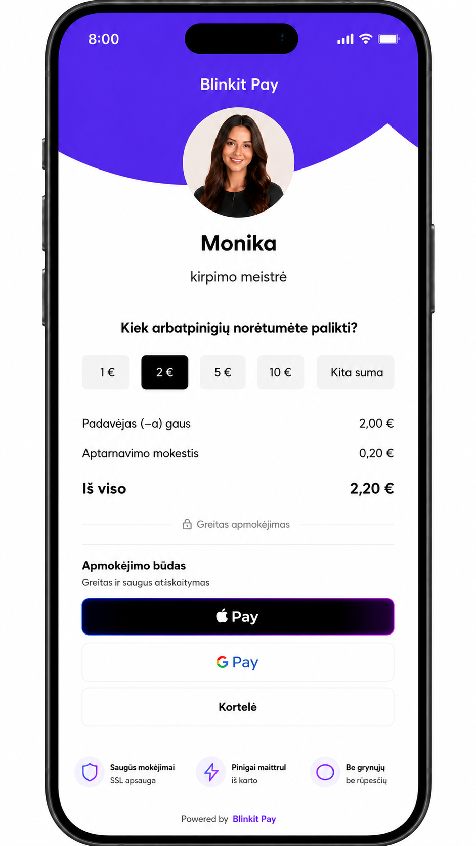 Blinkit Pay mokėjimo ekranas